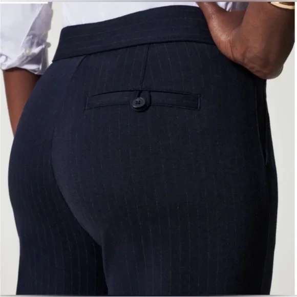 NWOT SPANX Navy Pinstripe High Rise Wide Leg Dress Pant